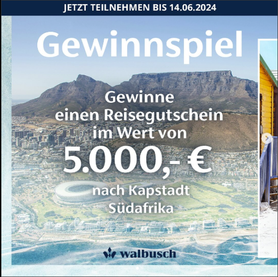 Walbusch - Ein Reisegutschein im Wert von 5000€ für deine Reise nach Kapstadt / Südafrika von TUI Reisebüro Düsseldorf (Instagram)
