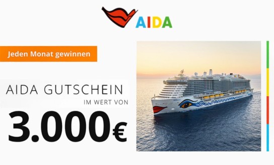 AIDA: Gewinne im Oktober einen 3.000 € Reisegutschein