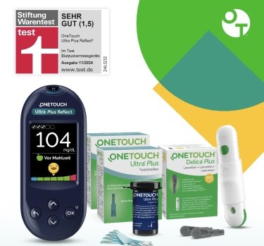 Apotheke com - 1x Onetouch Ulta Plus Reflect® Blutzuckermessgerät, 2x OneTouch Ultra® Plus Teststreifen 50er, 1x OneTouch® Delica® Plus Lanzetten 100er