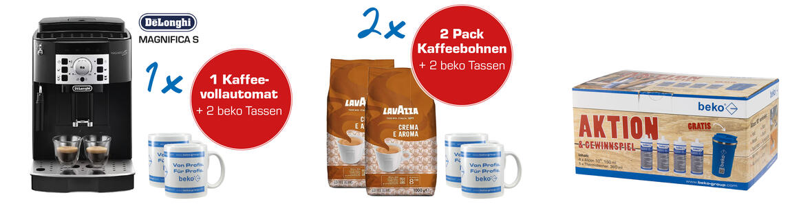 beko - 1x Delonghi Magnifica S Kaffeevollautomat + Tassen , 2x Lavazzakaffee + Tassen