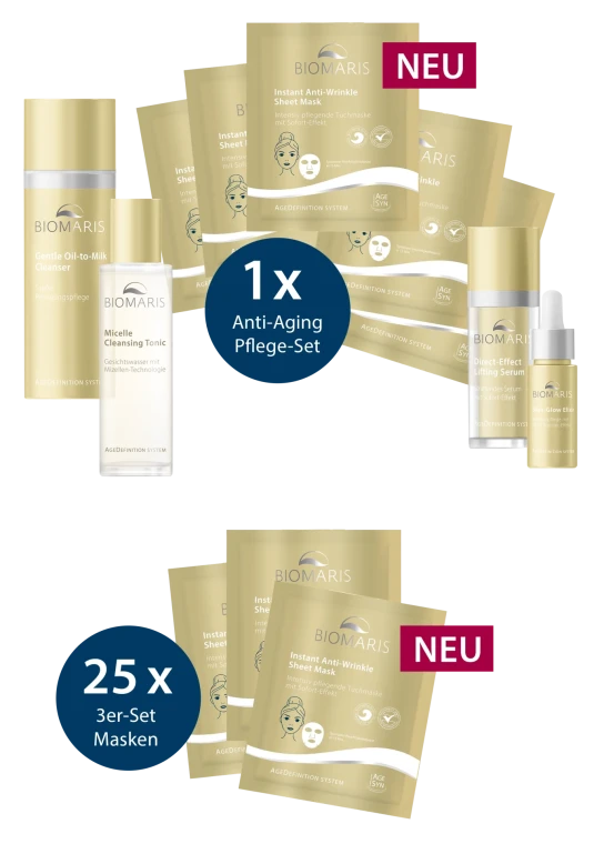 BIOMARIS - ein hochwertiges Anti-Aging Pflege-Set,25 x 3er-Sets der neuen Instant Anti-Wrinkle Sheet Mask