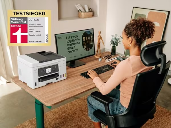 Canon - Canon MAXIFY GX4050 Drucker & den Ergotopia Desktopia One Schreibtisch