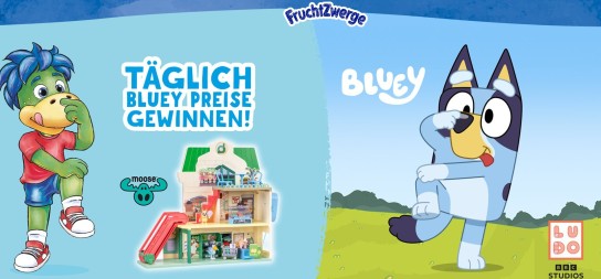 Danone - Fruchtzwerge - Bluey Supermarkt, Bluey Foodtruck, Blues mini Racern, Bluey mini Figuren