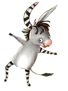 dtv - 3 Fan-Pakete mit je einem Zesel-Kuscheltier, Bilderbuch ›Grimm und Möhrchen – In die Betten, fertig, los!‹
