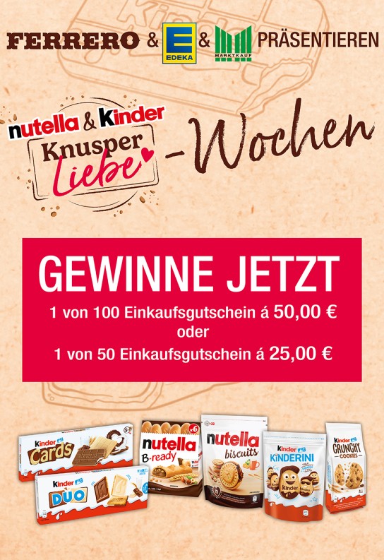 Ferrero - Einkaufsgutscheine im Gesamtwert von 6.250 € für Edeka / Marktkauf