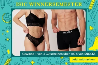 ISIC - 3 SNOCKS Gutscheine im Wert von 100 €