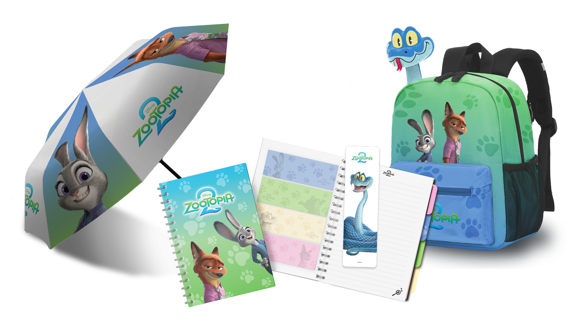 kinowetter - ZOOMANIA 2 : Sets aus Schirm, Notitzheft, Buchzeichen & Rucksack