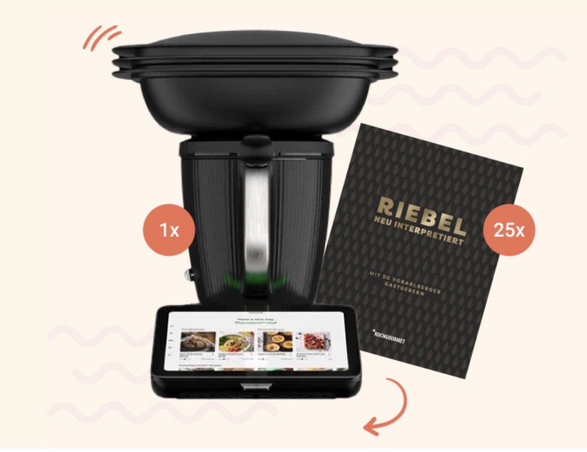 Kochgourmet - 1 Thermomix® – TM7 Black Edition von Vorwerk,  1 von 25 Riebel-Kochbüchern – mit 50 kreativen Rezepten