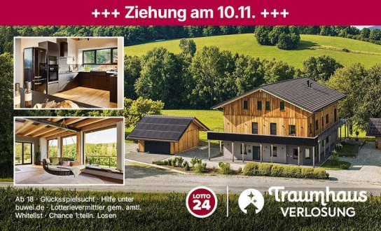 Lotto24: Gewinne ein 2,0 Mio € Traumhaus im Bayerischen Wald - 16 Lose für 5 € statt 10 €