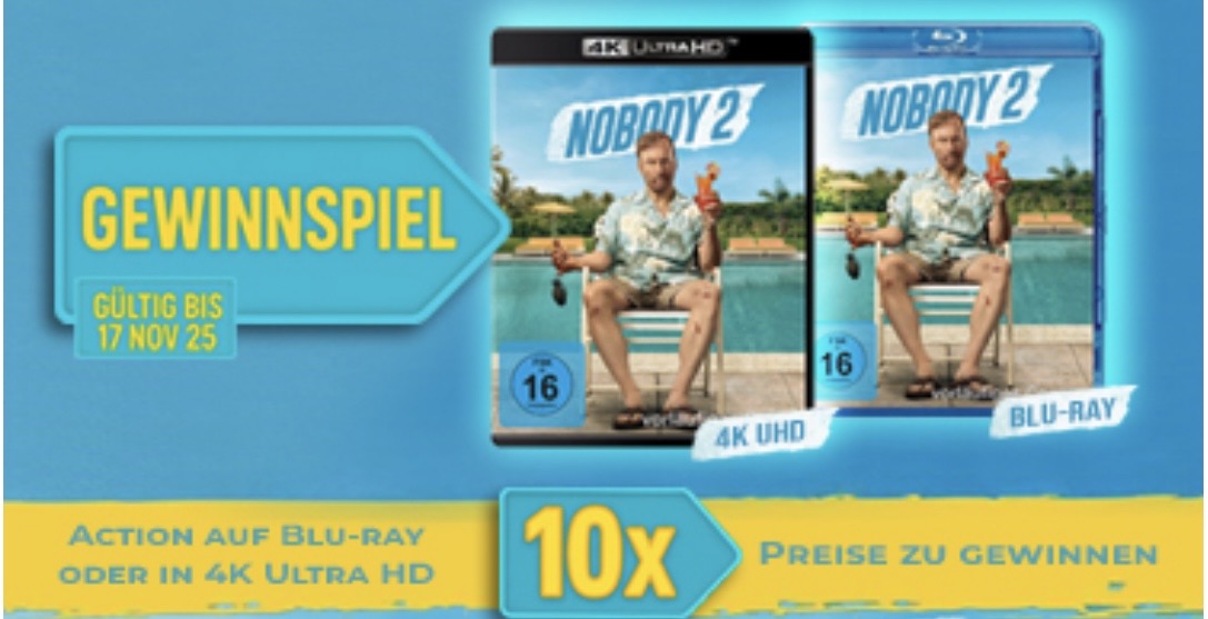 Media Dealer - 10 x "Nobody 2" (Blu-ray oder 4K Ultra HD)