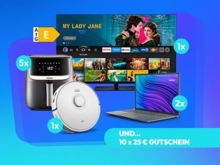 MEDION - 1 x LIFE MD 850500 Fire TV, 2 x E16443 Laptop, 1 x Saugroboter X10 SW, 5 x LIFE® E50 XL Heißluftfritteuse uva