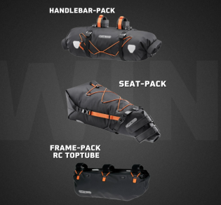 ortlieb - ein ultimatives ORTLIEB Bikepacking Bundle:Handlebar-Pack, Seat-Pack und Frame-Pack RC Toptube in der Farbe und Größe deiner Wahl.