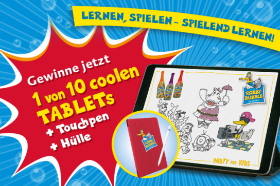 Robby Bubble - 10 x 1 Tablet inkl. Touchpen und Hülle und je 2 0,75 l Flaschen Robby Bubble