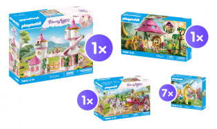toggo - 1. Preis: Prinzessinnenschloss mit Königspaar 2. Preis: Gemütliches Feenzuhause mit Goldeinhorn und Stall, 3. Preis: Kutschfahrt mit Prinz und Prinzessin, 4. - 10. Preis: Sammeleinhorn Sonnenscheinblüte mit Fee