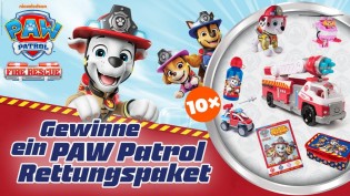 TOGGO Eltern - "PAW Patrol - Fire Rescue" 1 von 10 Fanpaketen. Jedes Paket enthält: Einen Feuerwehrtruck, zwei Basis-Fahrzeuge, einen Marshall Plüsch, eine Lunch Box, eine Trinkflasche und eine Brandschutzfibel