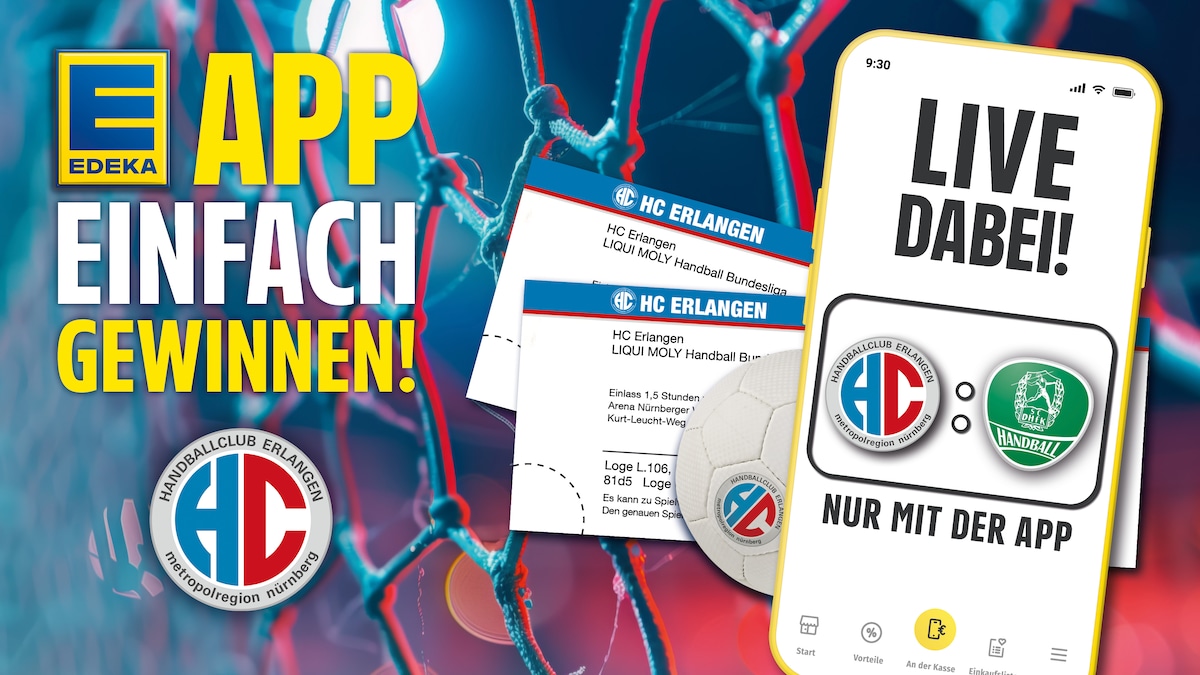 Edeka - 2x 4 VIP-Eintrittskarten und 32x 4 Eintrittskarten für den HC Erlangen gegen Leipzig am 13. Dezember