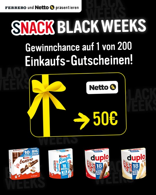 Ferrero - 200 x 50€ Gutschein Netto (schwarz mit Hund)