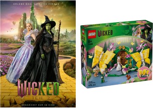 Häfft - zwei Gewinnpakete zum Kinofilm "WICKED: TEIL 2" mit je 2 Kinotickets und einem Set "Glindas Hochzeitstag“ von LEGO.