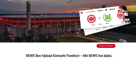 REWE - 20x2 Tribünentickets für Eintracht Frankfurt gegen VfL Wolfsburg am Sonntag 30.11.2025 (Produktkauf)