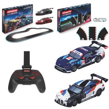 rocketbeans - 1xCarrera Hybrid Bundle: 1x Devil Drivers Set 1x Ford Mustang GT3 1x BMW M4 GT3 1x Hybrid Controller 1x Track Pack 1,2 x Aral eSuperCard i.H.v. 100€