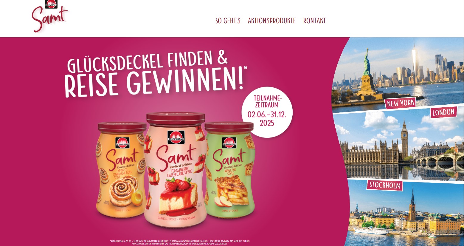 Schwartau - 3x1 Reisegutschein von Tui im Wert von 5.000 Euro für die Städte New York, London und Stockholm (Produktkauf)