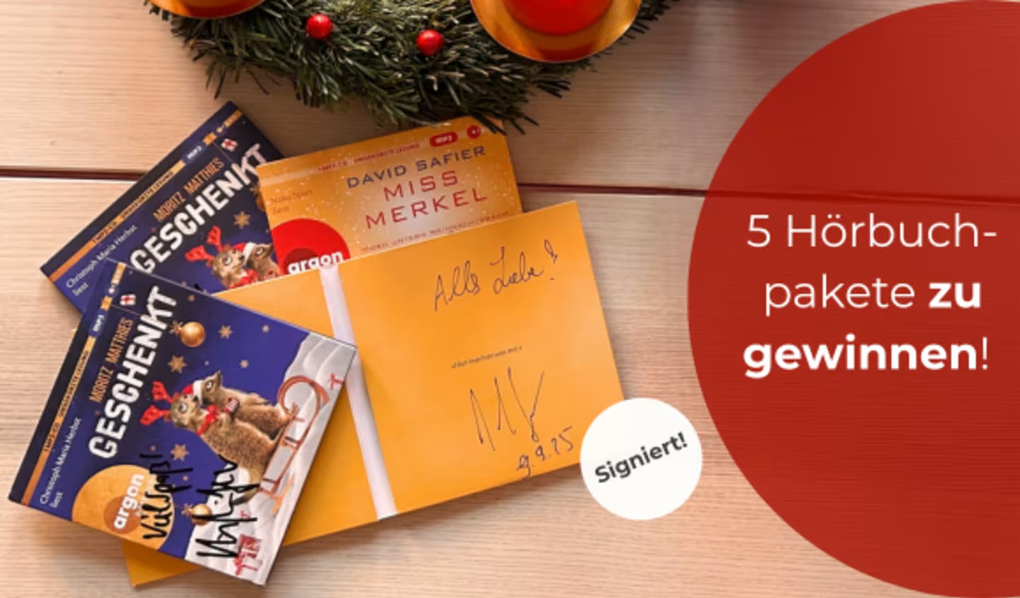 Argon Verlag - Ein Hörbuchpaket mit den signierten Hörbüchern "Geschenkt" und "Miss Merkel: Mord unterm Weihnachtsbaum"