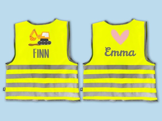 Berlin mit Kind - 3 x ein Set mit einer personalisierten Sicherheitsweste und reflektierenden Namensaufklebern