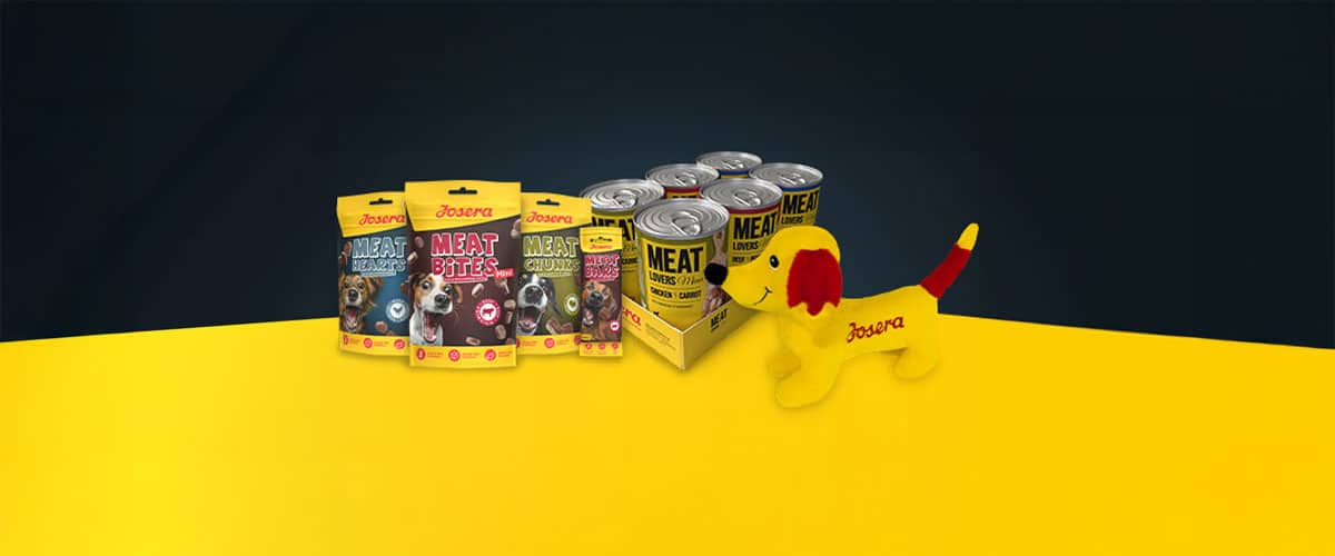 Der Hund - 1 von 3 Josera Paketen:Meat Lovers Mix, vier Meat-Snacks und den kuscheligen Plüschsepp
