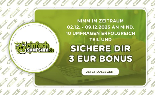 Einfach-Sparsam.de: 3 € Umfragen-Bonus sichern