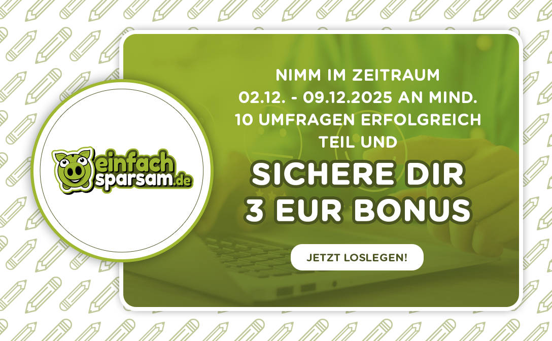 Einfach-Sparsam.de: 3 € Umfragen-Bonus sichern