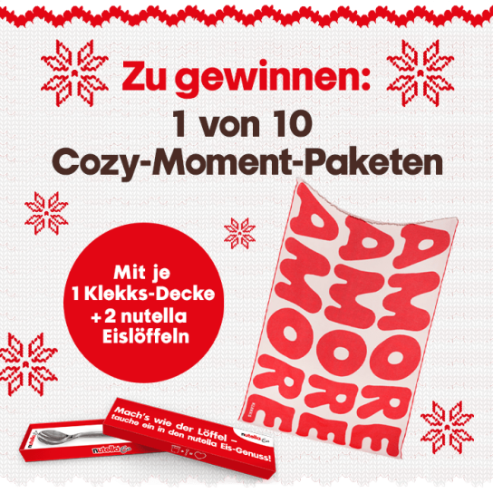 Ferrero - 10 x Cozy-Paket mit Klekks-Decke und 2 Nutella-Löffeln