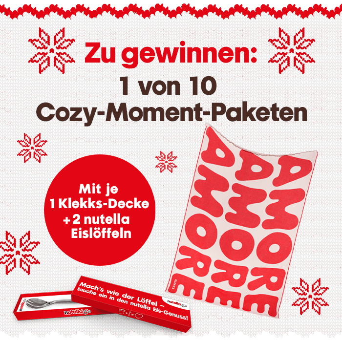 Ferrero - 10 x Cozy-Paket mit Klekks-Decke und 2 Nutella-Löffeln