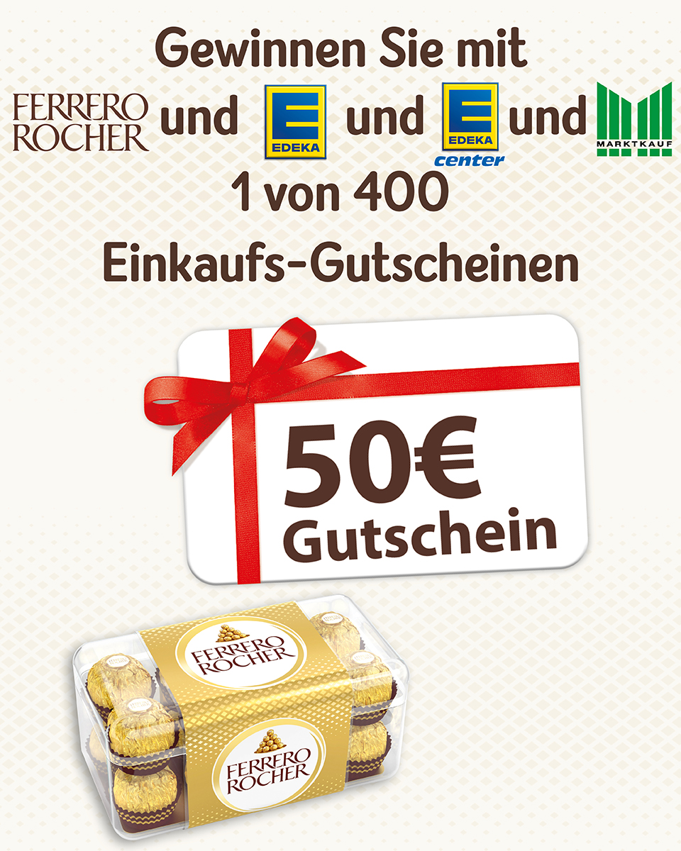 Ferrero - 400x 50€ Einkaufs-Gutschein