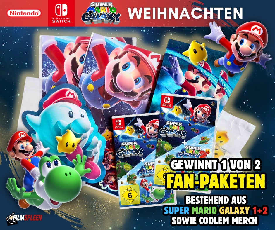filmspleen - 1 von 2 Fan-Paketen bestehend aus „Super Mario Galaxy + Super Mario Galaxy 2“-Game sowie coolem Galaxy-Merch (Poster, Notizbuch, Anhänger uvm.)