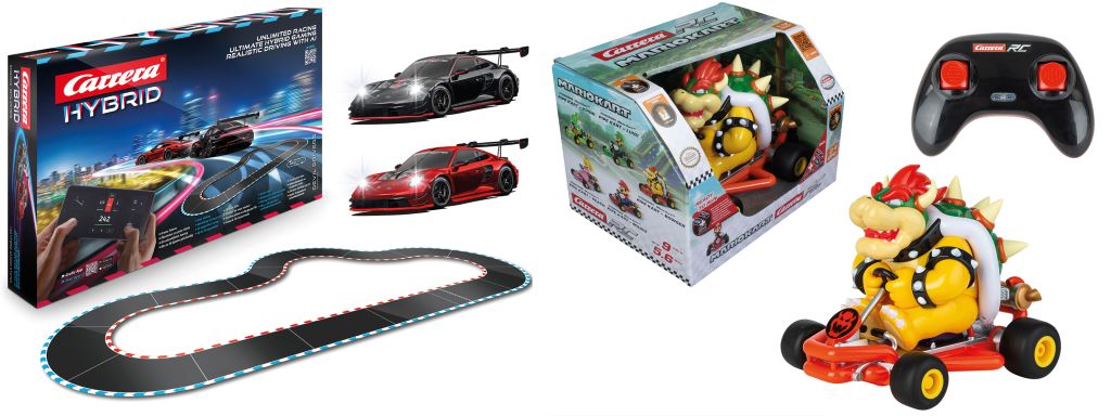Gameswelt - Carrera-Set: Hybrid „Devil Drivers“ + 2,4GHz Mario Kart™ Pipe Kart, Bowser,Lautsprecher Onkyo GX-10DB
