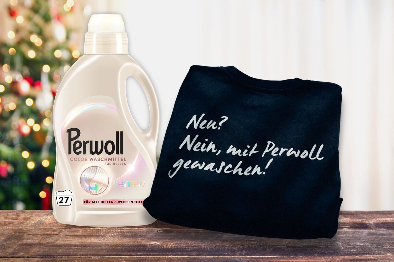 Glamour - ein exklusives Perwoll-Sweatshirt, Perwoll für Helles und einen Kurzurlaub.