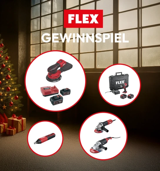 GOTOOLS - FLEX Akku-Exzenterschleifer ORE, FLEX Akku-Schlagbohrschrauber, FLEX Winkelschleifer-Set,FLEX Akku-Schraubendreher