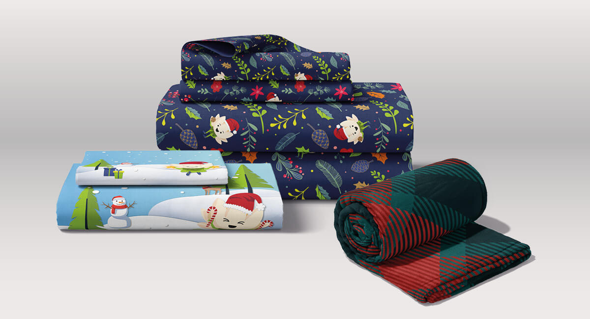 Greif Holding - 5 Weihnachtspakete, jeweils bestehend aus: 2x Bettwäsche-Set für Erwachsene 1x Bettwäsche-Set für Kinder 1x Kuscheldecke