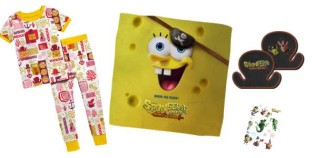 JOLLY - zwei Fanpakete mit jeweils einem: Original Sponge Bob Glow in the Dark Pyjama, Piraten Hut, Handtuch und Tattoo-Sticker