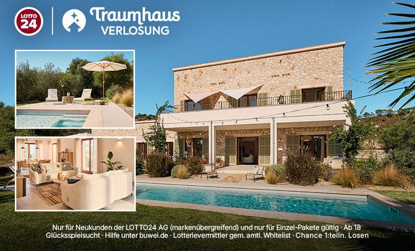 Lotto24: 2-Millionen-Euro Traumhaus auf Mallorca + 150.000 € Bonus - 16 Lose zum halben Preis
