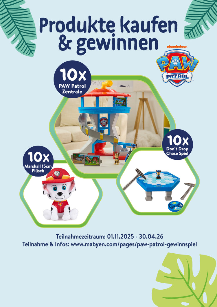 mabyen - 1 von 10 Marshall Plüschtier – kuschelweich & feuerstark, 1 von 10 “Don’t Drop Chase” Spiel – Action und Spaß pur,1 von 10 PAW Patrol Zentralen – für echte Abenteuer zu Hause