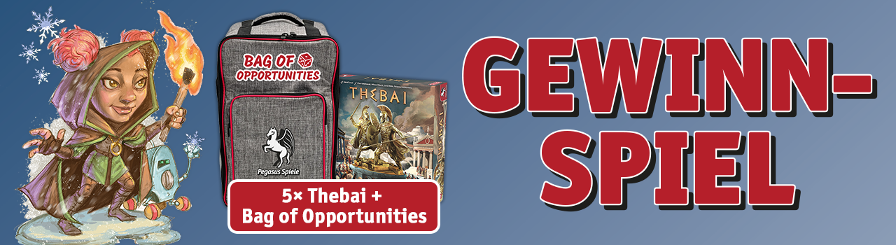 Pegasus - 5 Exemplare des Expertenspiels Thebai + den großen Spielerucksack Bag of Opportunities