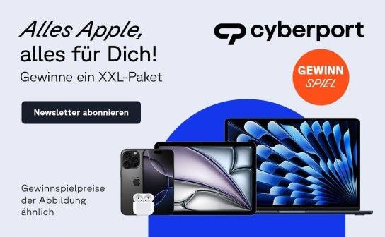 Cyberport: Gewinne ein XXL-Paket aus Apple Produkten, darunter MacBook Air, iPhone 16 Pro, iPad Air & AirPods 4