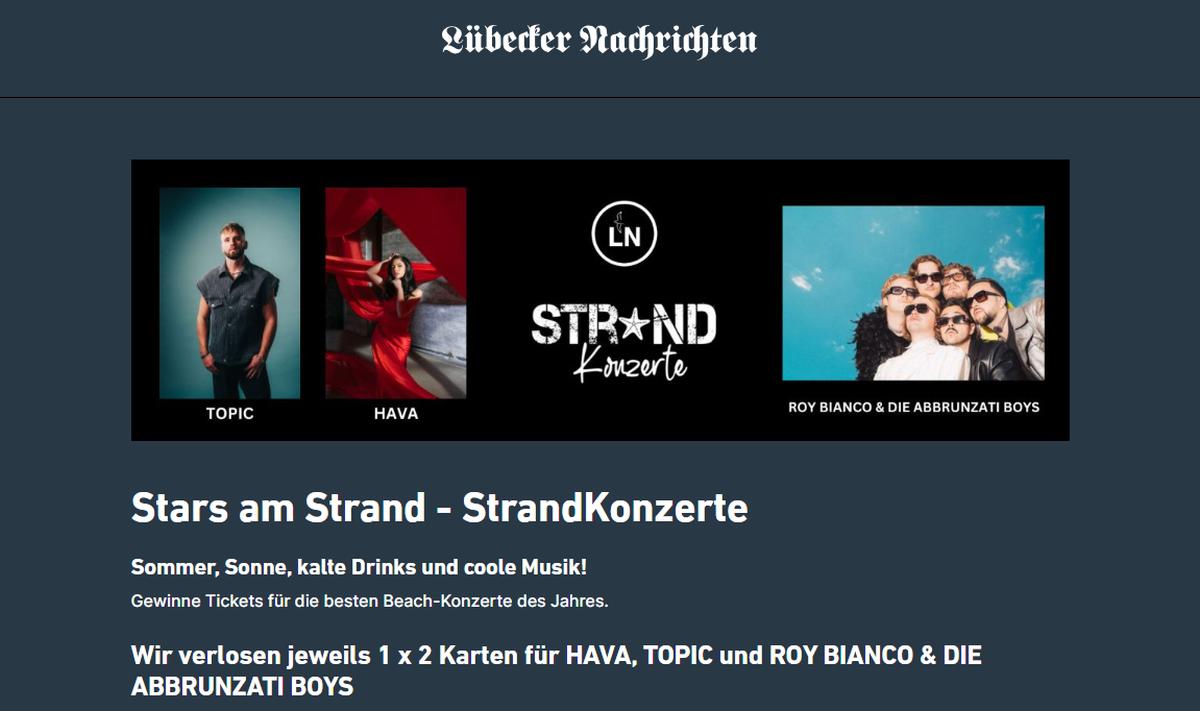 Gewinnspiel: Stars am Strand - 2 Tickets für die besten Beach-Konzerte