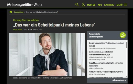 Schwarzwälder Bote - 3x2 Karten Bastian Bielendorfers  am Samstag, 22. März, im Europa-Park Dome in RustShow „Mr. Boombasti – In seiner Welt ein Superheld“