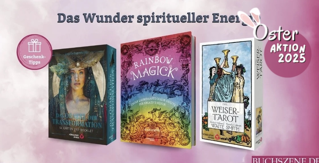 BUCHSZENE - 20 Exemplare entweder „Rainbow Magick“, „Orakel der Transformation“ oder „Weiser Tarot“ .