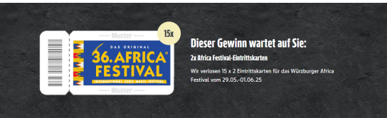 Edeka Nordbayern - 15x2 Eintrittskarten für das Africa Festival in Würzburg