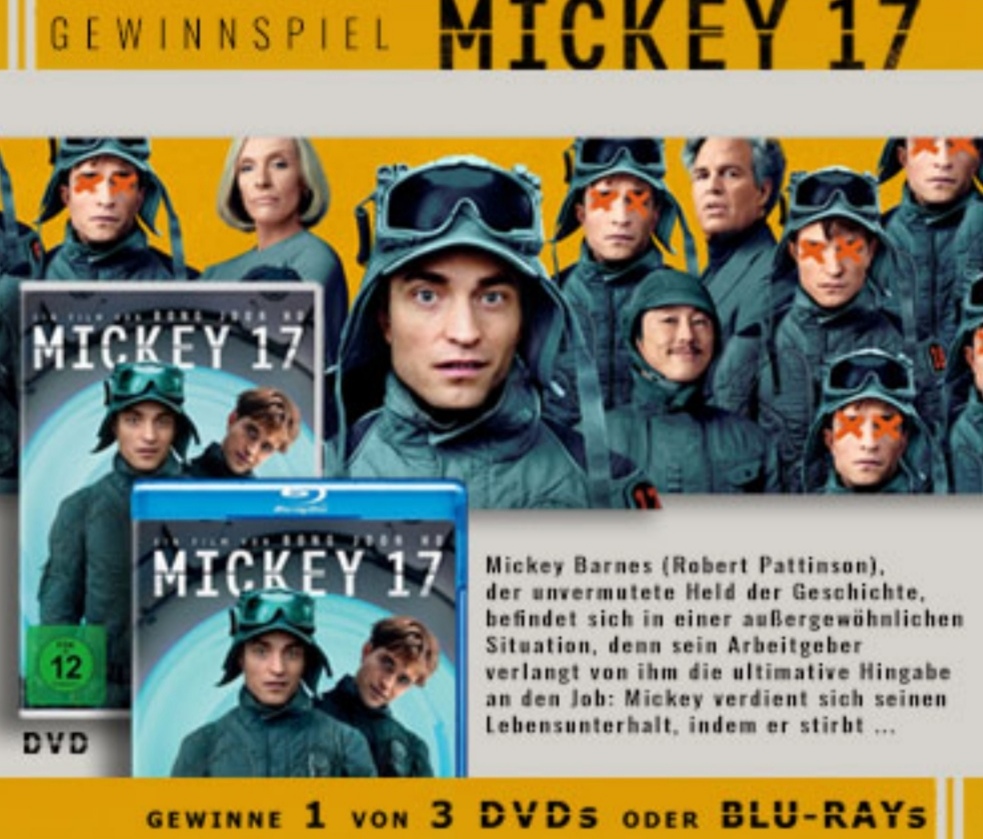 Media Dealer - 3x1 DVD oder 3x1 Blu-ray "Mickey 17"
