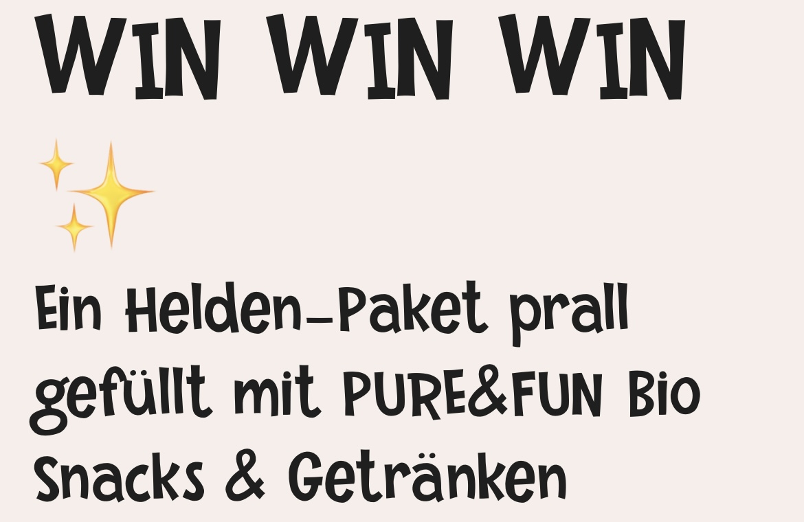 Pure&Fun - 10 Helden-Pakete mit je 15 PURE&FUN Bio-Snacks/Getränken