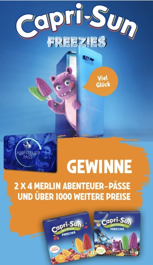 23.05!!!! Capri Sun - 2 x 4 Merlin Abenteuerpässe und viele Sofortgewinne